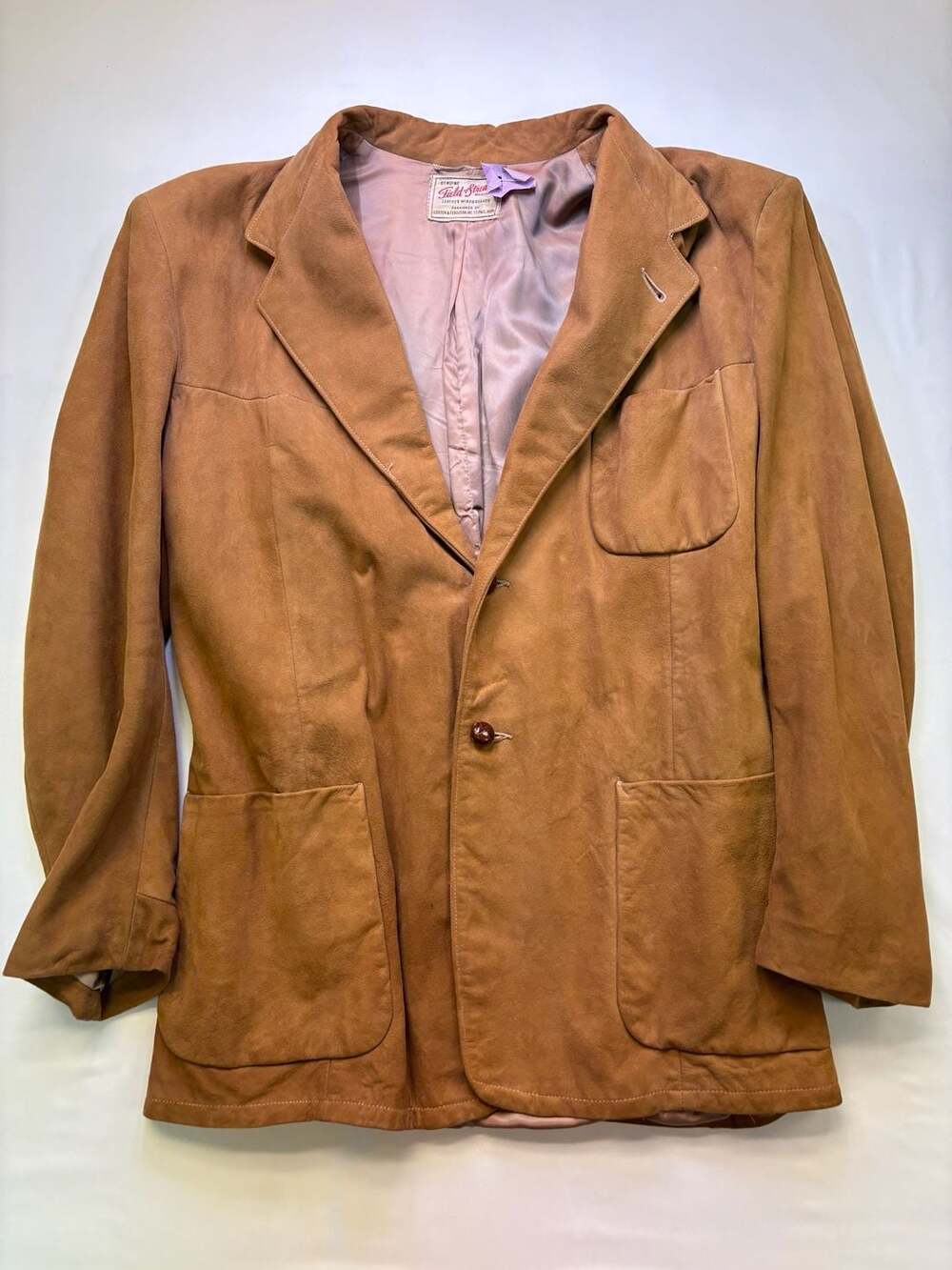 Vintage Field & Stream Genuine Leather Windbreaker Suede Blazer Brown Jacket